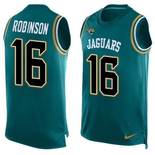 Men's Limited Denard Robinson Nike Jersey Teal Green - #16 Player Name & Number Tank Top NFL Jacksonville Jaguars